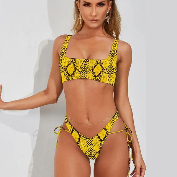 

women's jumpsuits & rompers 2022 snake print swimwear women black swimming for bathing suit string two piece swimsuit brazilian thong b, Black;white