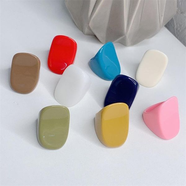 

wedding rings fashion multicolor acrylic resin finger ring for women vintage colorful geometric square bands party birthday gift, Slivery;golden
