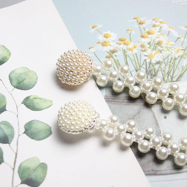 

belts belt women's pearl decorative dress waist with suit coat small fragrance white fashion versatile cover, Black;brown