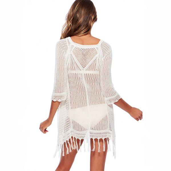 

2021 black white tunic beach dress crochet knit female swimwear cover-up beach cover ups beach wear beachwear women k624