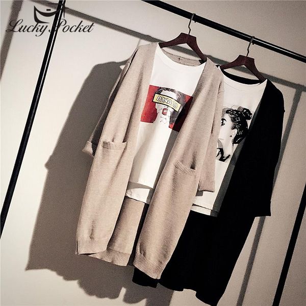 

women spring autumn fashion loose long o-neck solid color cardigan female beige casual sleeve knitted sweater coat ql women's knits & t, White