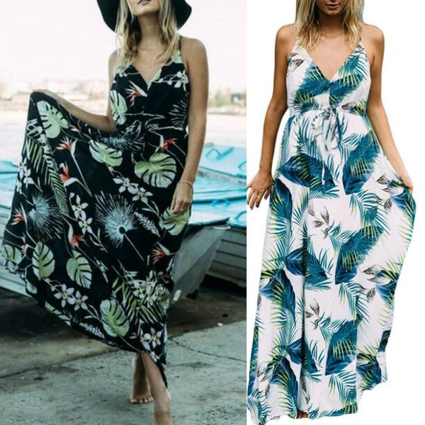 

pregnant women's summer printing sling beach dress maternity dresses, White