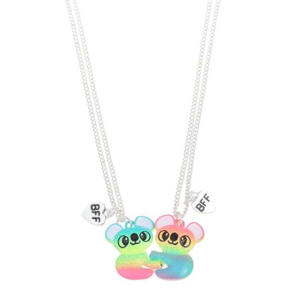 

chains magnetic bff necklace 2pcs/set heart-shaped friends necklaces couples chain friendship gifts for girl women, Silver