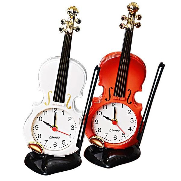 Orologi da tavolo da scrivania Gli studenti di violino usano la sveglia Moda creativa Semplice stile europeo Per bambini Simpatico cartone animato Comodino Ornamento retrò De