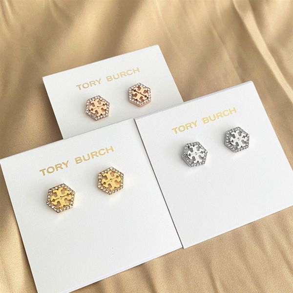 

70% off luxury jewelry jewelry hexagon super flash tb exquisite polishing hollow earrings, Golden