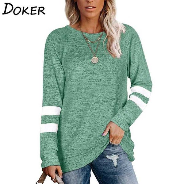 

t shirt ops women clothes autumn casual fashion patchwork o-neck long sleeve loose s ladies plus size ee femme 210603, White