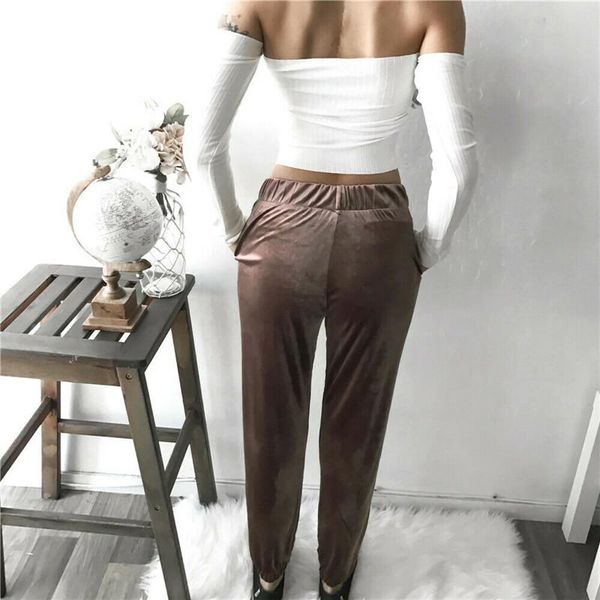 

women's pants & capris casual trousers solid color gym sports fashion drawstring running long female's autumn winter sweatpants, Black;white