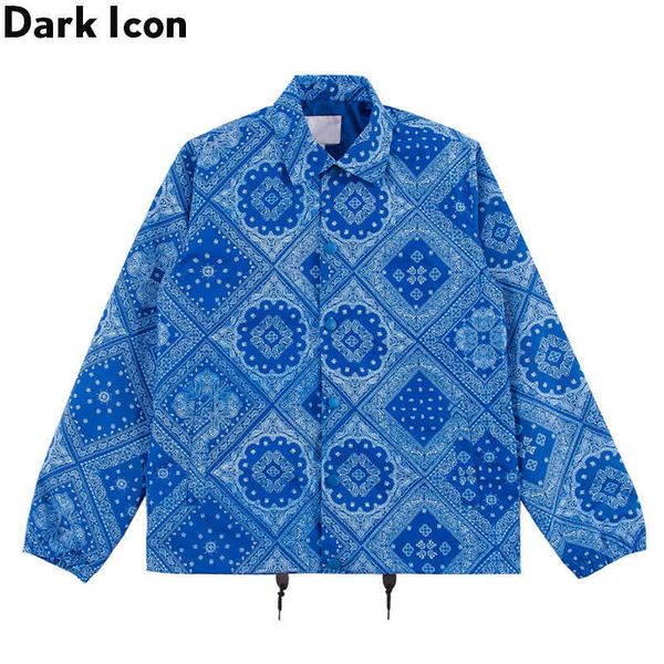 Bandana Hip Hop Jacke Männer Umlegekragen Paisley Street Fashion Herrenjacke Streetwear Jacken für Mann 4XL 210603