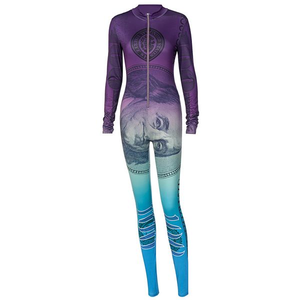 

shestyle dollars president printed jumpsuits purple autumn women new found skinny sporting sportwear christmas gift clothesin, Black;white
