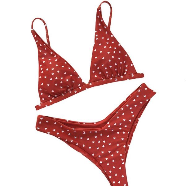 

women's swimwear sagace red women love printing bikini set push-up padded bra beach low waist swimsuit girls, White;black