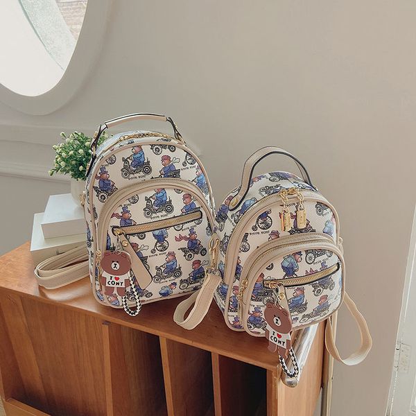 

new graffiti printing backpack female student korean mini backpack fashion all-match shoulder bag handbag female