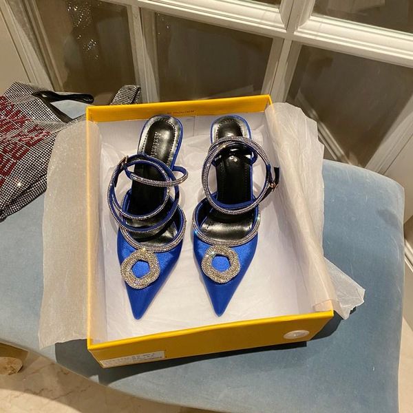 

dress shoes glitter rhinestone women pumps crystal satin pointed toe high heels 7cm ladies buckle strap party prom sandal, Black