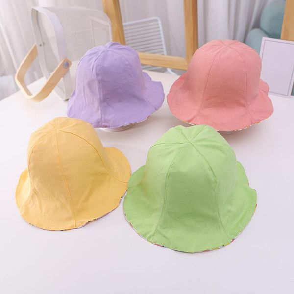 

spring 1-4y baby girls acrylic sunhat floral adjustable cute sweet leisure all-match henna flower visor hat double sided caps & hats, Yellow