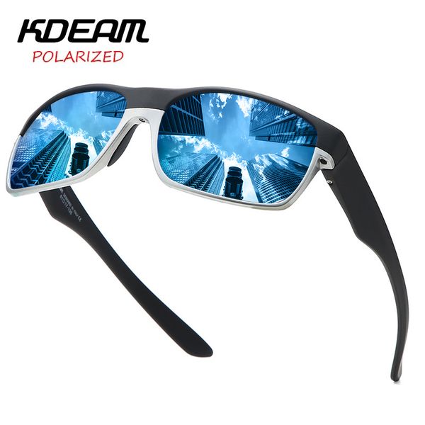 KDeam Sport Style Pollarized Sunglasses Homens Leve Durável Durável TR90 Quadro Azul Verde Vermelho Espelho Vermelho Lente UV Óculos N48