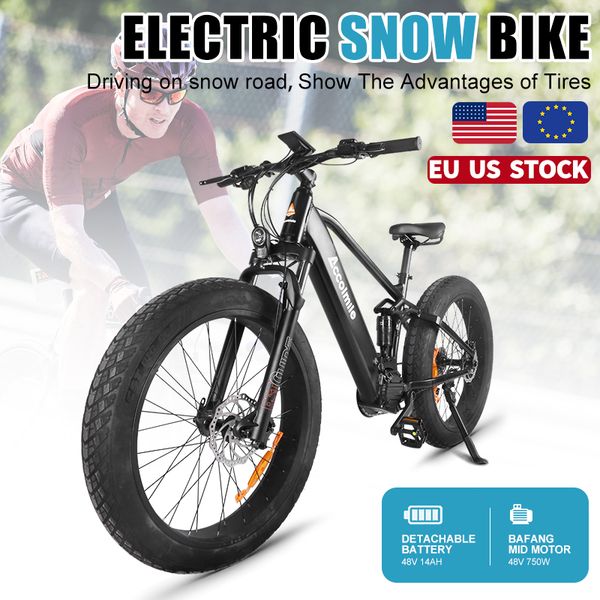 

fat e bike 750w bafang mid drive motor electric bicycle 14ah samsung battery bicicleta electrica snow beach ebike, Silver;blue