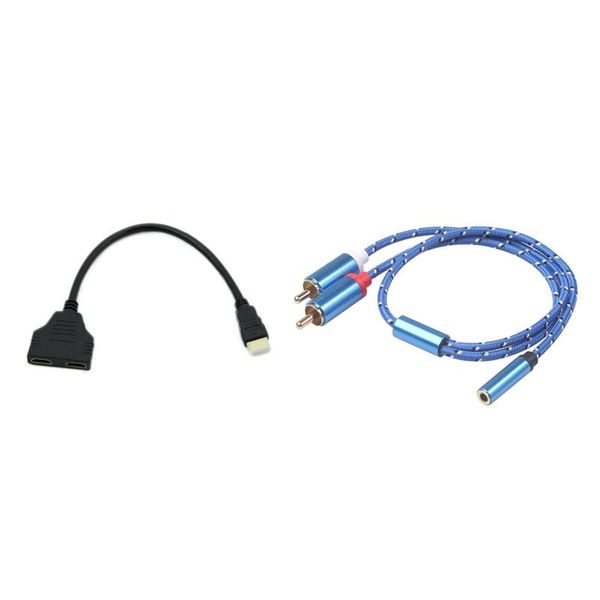 

pcs black male to 2 female 1 in out splitter cable adapter converter & audio cable-blue cables connectors