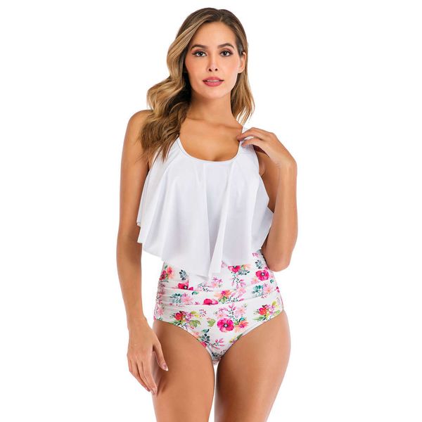 

flounce bikini swimsuit triangl swimwear, White;black