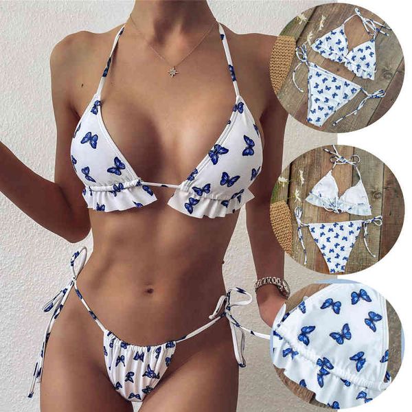 

women's printed two-piece swimsuit, large suit, beach suit, bikini, White;black