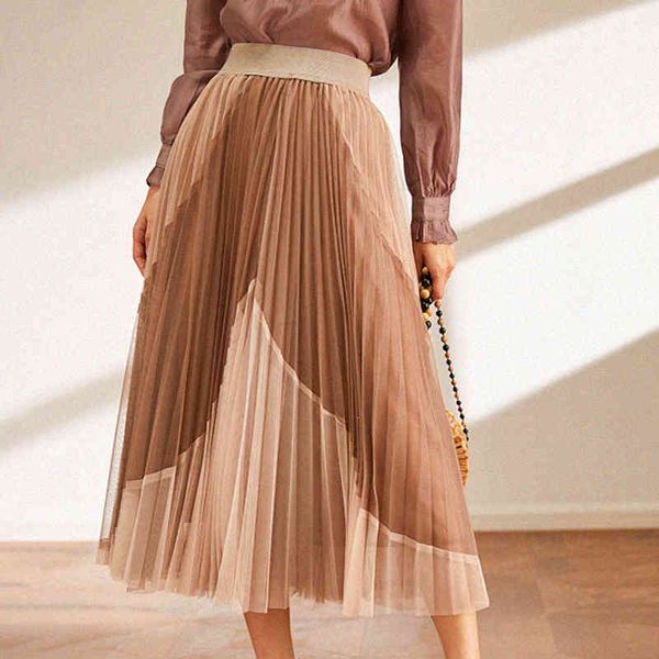 

skirts elegant pleated long women patchwork flowing hem skirts high waist chic casual dignified vintage skirt jupe longue femme 3mwa, Black