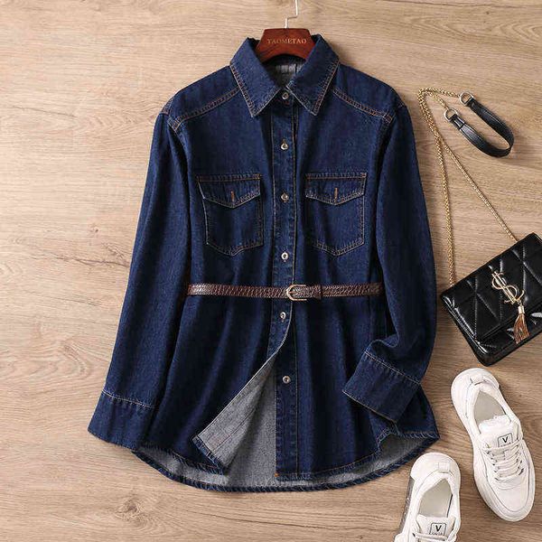 

women's jackets 2022 early spring ~ trendy cool girl sweet drag neutral high street cowboy shirt + belt, Black;brown