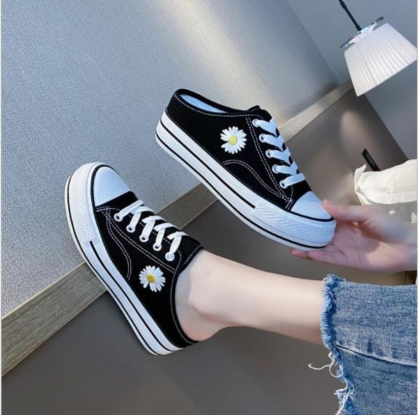

little daisy slippers height increasing canvas shoes 2021 summer student women, Black