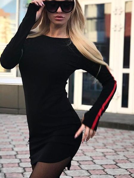 

summer/autumn women's clothing europe/america sell style fashion ribbon slim long-sleeved solid color dress women casual dresses, Black;gray