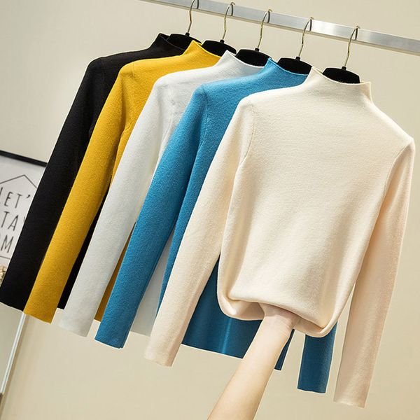 

elegant turtleneck sweater winter warm thick loose pullovers casual solid knitted sweaters ladies jumpers 210428, White;black