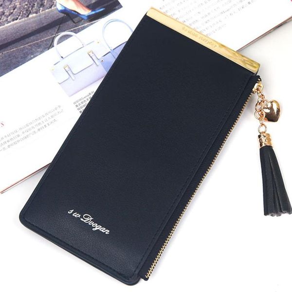 

card holders women leather holder case clutch purse lady long id, Brown;gray