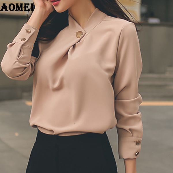 

rompers office ladies modest shirts girl elegant work long sleeves cross female neck casual autumn fashion t63v, Black;white