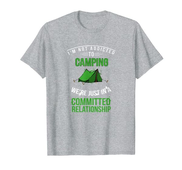 

cool funny addicted camping committed relationship t-shirt, White;black