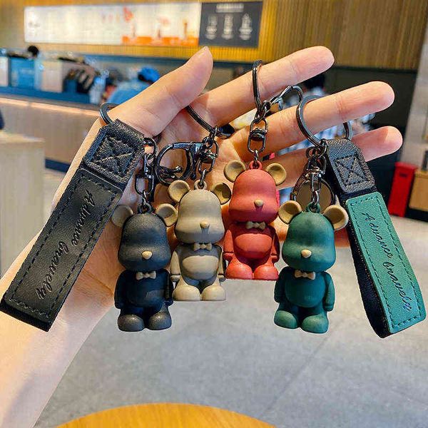 

resin bow tie big ears bear keychain men and women couple bag pendant car key chain key ring accessories keyring small gift h1126, Silver
