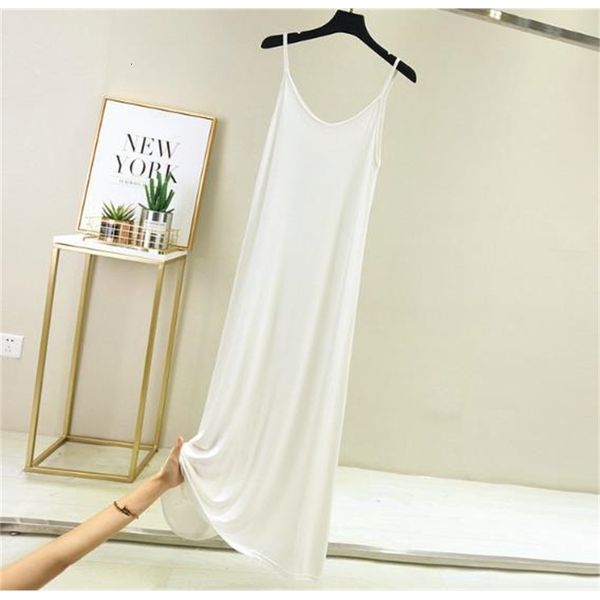 

women's sleepwear sling night dress women modal cotton nightwear long dress large size ladies nightgown bottoming dress female nightshi, Black;red