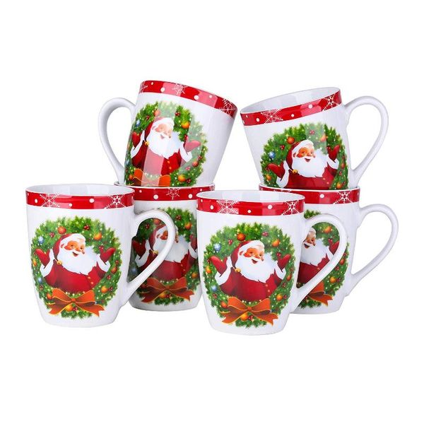 

mugs 6-piece christmas pattern porcelain tea coffee mug cup set family office festival party milk gift