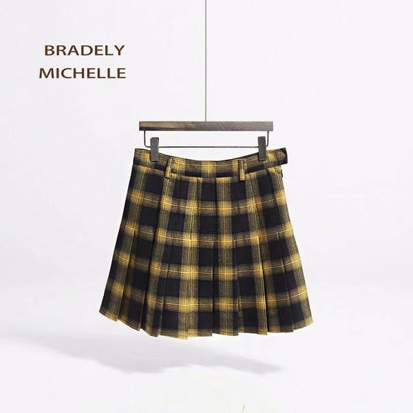 

england style plaid skirt with side zipper women slim anti-light culottes girls autumn short dress skirts, Black