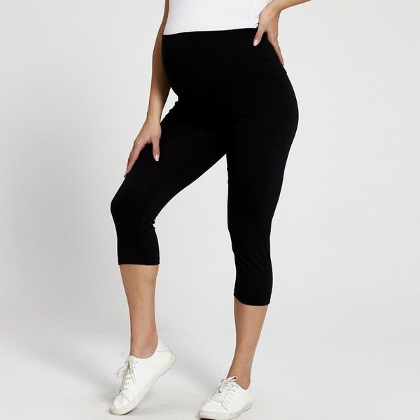 

maternity bottoms patpat casual plain black pants, White