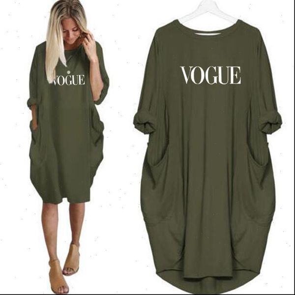 

vogue printed summer long sleeve women dresses loose pocket casual oversized club party vestidos plus size s 5xl, Black;gray