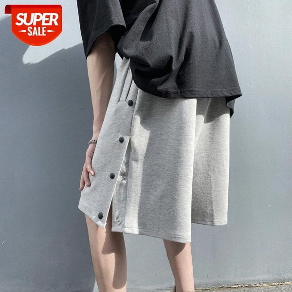 

casual shorts men's thin loose outer wear buttoned basketball pants all-match sports five-point #as89, Black