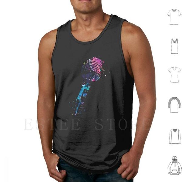 

men' tank microphone art vest sleeveless musical instrument, White;black