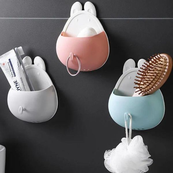 

toothbrush holders wall-mounted storage box bathroom punch-toothpaste rack household drain