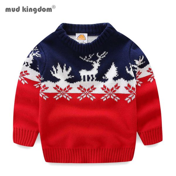 Mudkingdom Bambini Maglioni Natale-Alce Autunno Inverno Pullover di Cotone Maglia Ragazzi Ragazze Vestiti per Bambini 210615