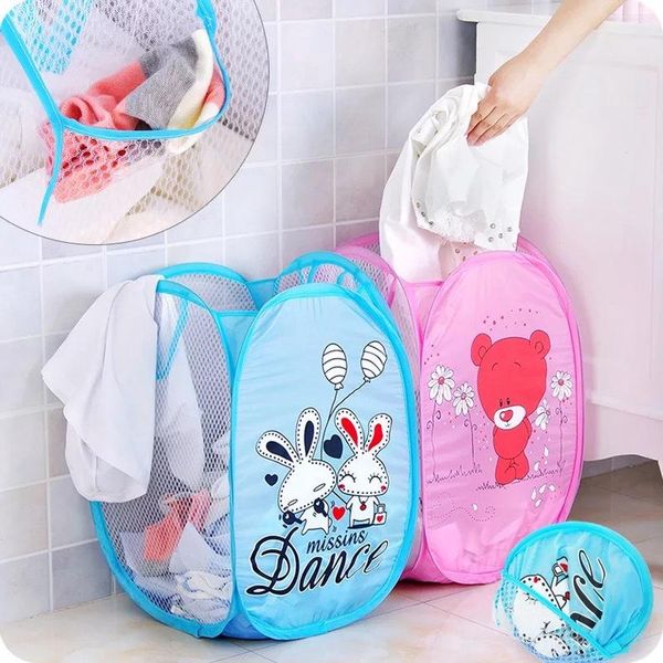 

folding hamper laundry basket cartoon dog sorting mesh toy dirty storage box children's toys sundries bags