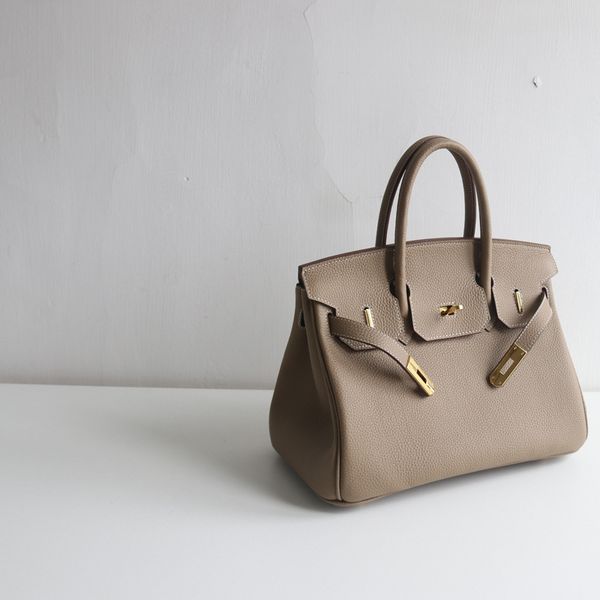 

design hand classic real lock leisure 30cm layer cowhide togo leather portable women's bag rpbd