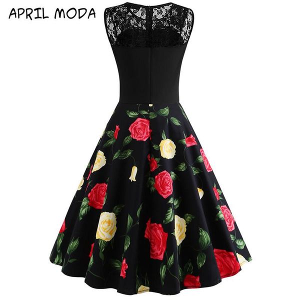 

casual dresses 2021 60s 50s retro party black sundressa line peony flower plus size vintage dress women lace elegant summer ladies, Black;gray