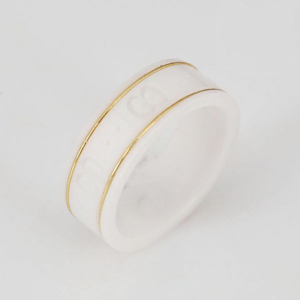 

lcon white gold edge ceramic ring vintage white ceramic ring silver edge black ceramic ring fashion hip hop style