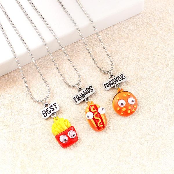 

pendant necklaces lovely coke hamburger french fries for women girl's friend forever bff charm choker necklace party gifts, Silver
