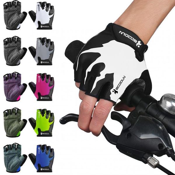 

elbow & knee pads cycling gloves anti-skid half finger absorbing padded weight lifting outdoor breathable mtb, Black;gray