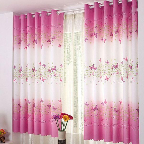 

100*200cm butterfly printed short window curtains for living room bedroom home decoratipn modern sunblinds curtain fabric drapes &