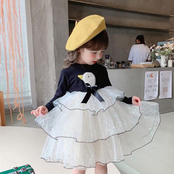 

girl's dresses cute girls layered dress swan tulle fluffy children ball gowns dot princess vestidos kids birthday party summer toddler, Red;yellow