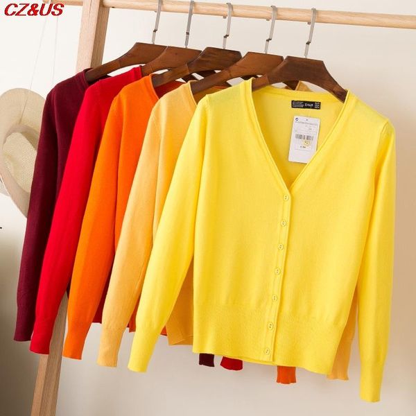 

women's knits & tees s-4xl big size women solid color v-neck sweater female long sleeve knitted cardigan buttons short 2021autumn wint, White