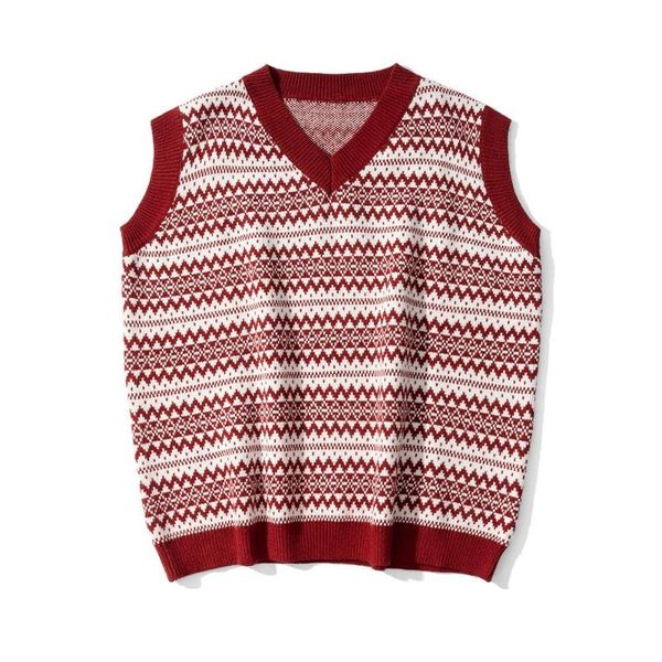 

men' tank striped knitted 2021 fashion design original autumn winter sleeveless cotton streetwear sweater, White;black